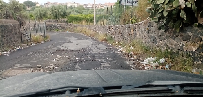 Paternò Via San Marco strada dissestata