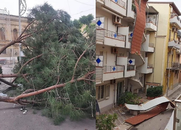 I danni del maltempo: da sinistra a Vittoria e a Capo d'Orlando