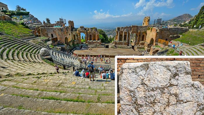 Teatro antico di Taormina, iscrizione di Paternus