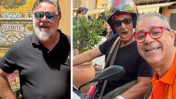 Vip a Taormina: Russel Crowe e Fiorello