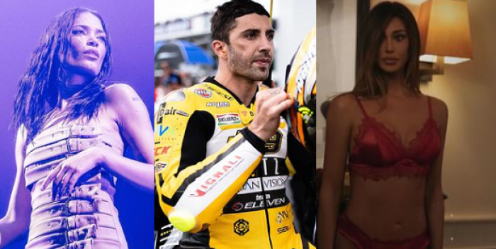 da sinistra Elodie, Andrea Iannone, Belen