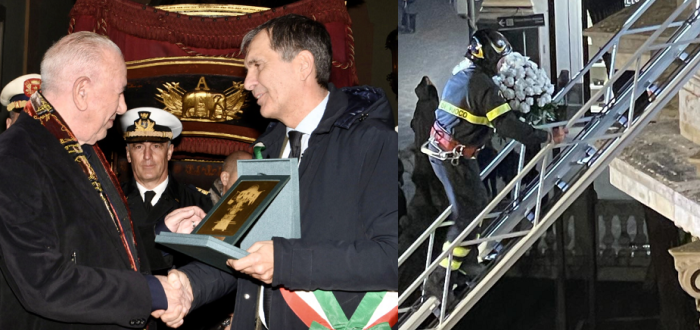 Antonio Presti riceve la Candelora d'Oro dal sindaco di Catania Enrico Trantino