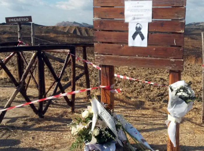 Il luogo della tragedia di Macalube, ad Aragona