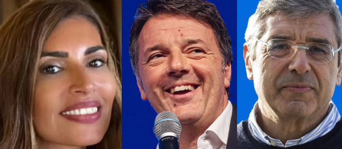 da sinistra Laura Abbadessa, Matteo Renzi, Tot&ograve; Cuffaro