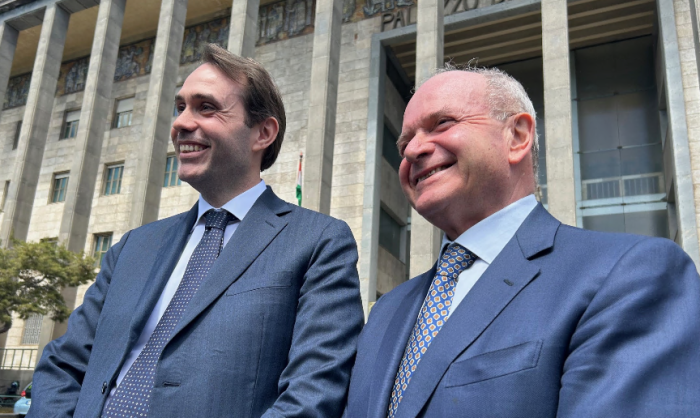 L'ex assessore regionale dell'Agricoltura ed esponente della Lega in Sicilia Luca Sammartino con l'avvocato Carmelo Peluso