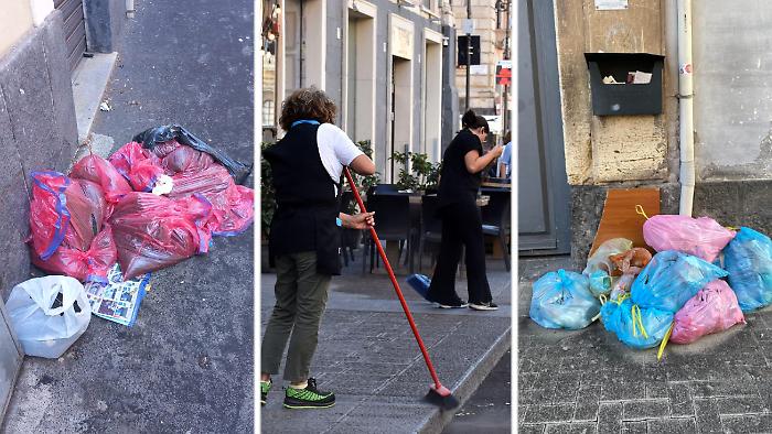 cenere e rifiuti a Catania
