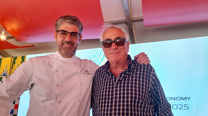 Lo chef Craparo con il presidente Arezzo