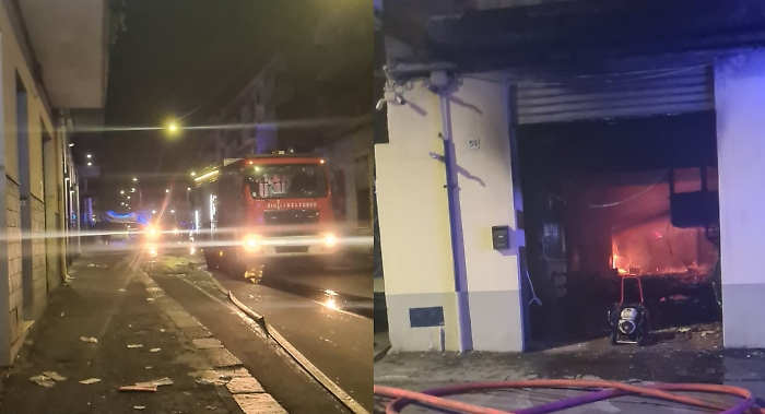 Incendio in una carrozzeria di via XXXI Maggio
