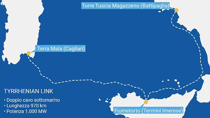 mappa Thyrrenian Link foto Terna