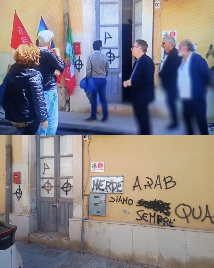Scritte offensive nella sede di Si a Siracusa