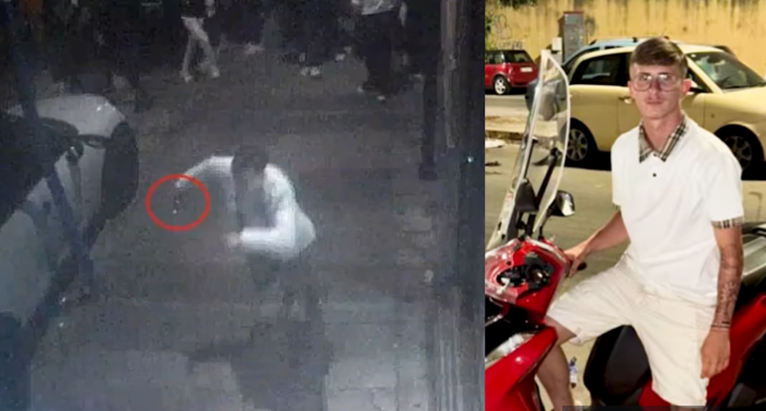 Un momento della strage e Mattias Conti