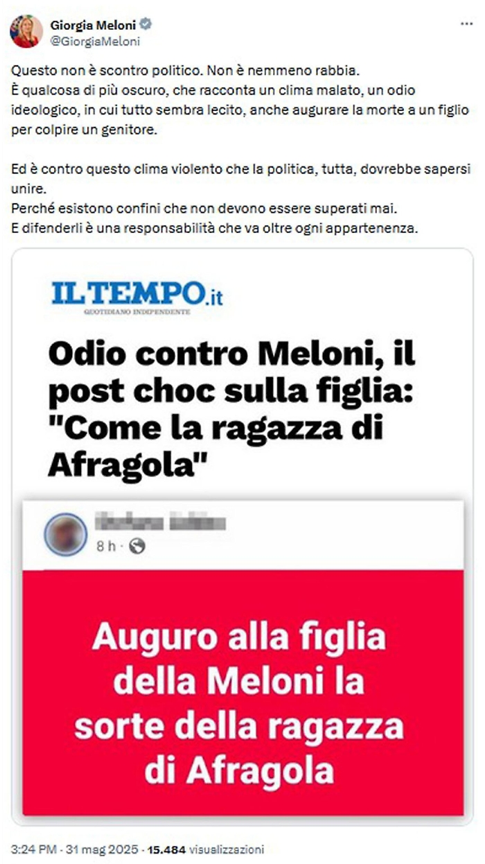 Il prof delle minacce alla figlia della Meloni, "chiedo scusa"