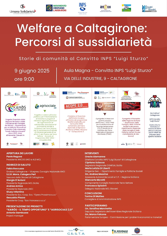 Welfare a Caltagirone: il Convitto INPS &ldquo;Luigi Sturzo&rdquo; diventa laboratorio di comunit&agrave; e inclusione sociale