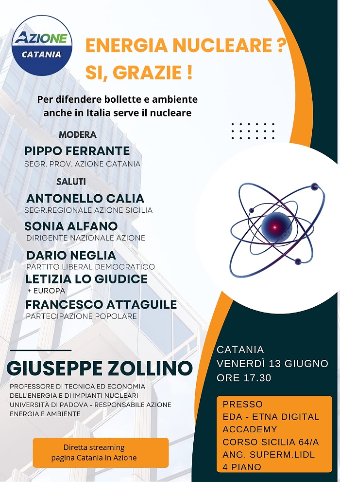 Il 13 giugno alle ore 17:30 confronto pubblico promosso da Azione sulla nuova energia pulita