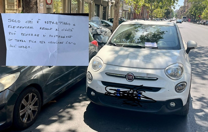 messaggio del sindaco per auto in terza fila