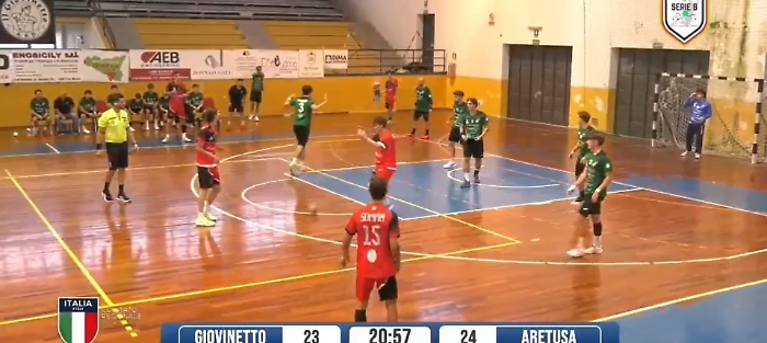 Pallamano: mano pesante del Giudice Sportivo dopo la rissa durante la sfida Il Giovinetto Petrosino-Aretusa, societ&agrave; multate e 12 giocatori squalificati   di serie B maschile, sospesa per rissa al 51'