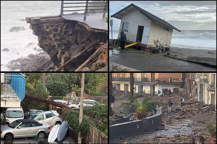 Ciclone Harry, la devastazione dopo la tempesta: strade costiere sgretolate e borghi marinari invasi dai detriti