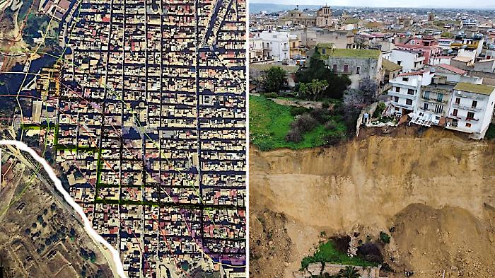 Niscemi, la collina che scivola: la frana lunga 4 km cambia la mappa della citt&agrave;