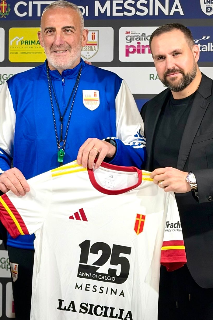 Feola e il patron Davis (Messina)