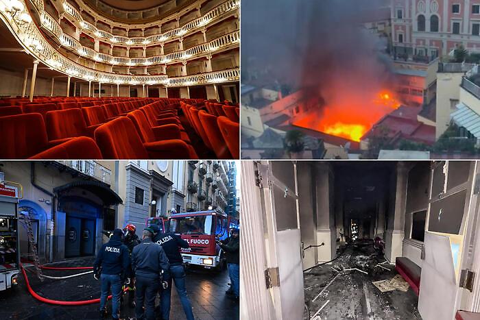 Incendio al Sannazaro di Napoli, il teatro quasi del tutto distrutto dalle fiamme