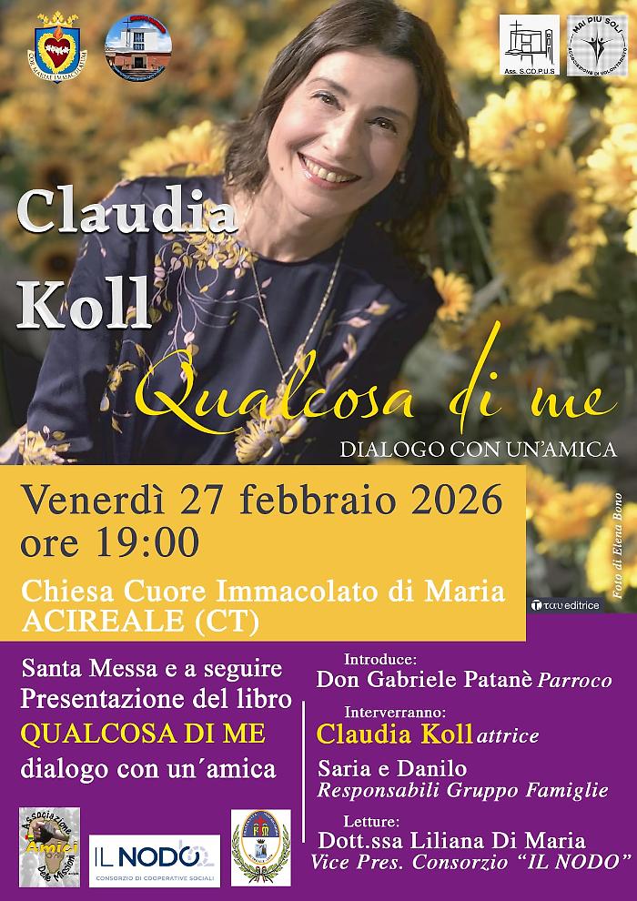 Claudia Koll presenta 'Qualcosa di me &ndash; dialogo con un'amica': fede, speranza e misericordia ad Acireale