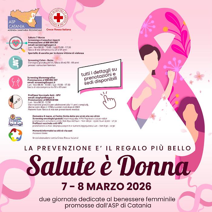 Salute &egrave; Donna: prevenzione a Catania con screening e vaccini gratuiti il 7 e l'8 marzo