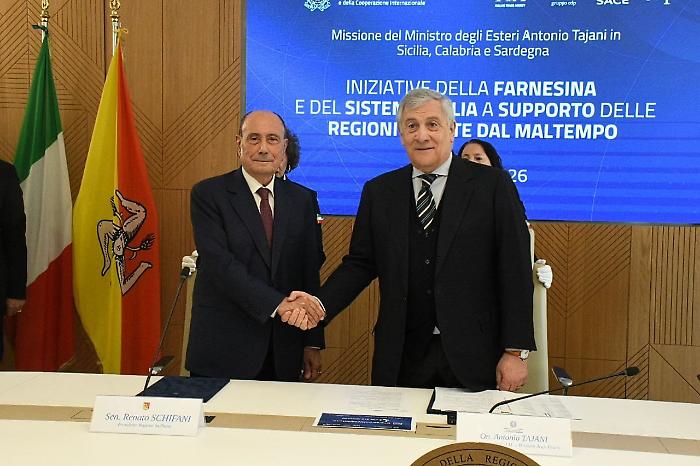 Ciclone Harry, Tajani e Schifani annunciano il contributo alle imprese per l'export