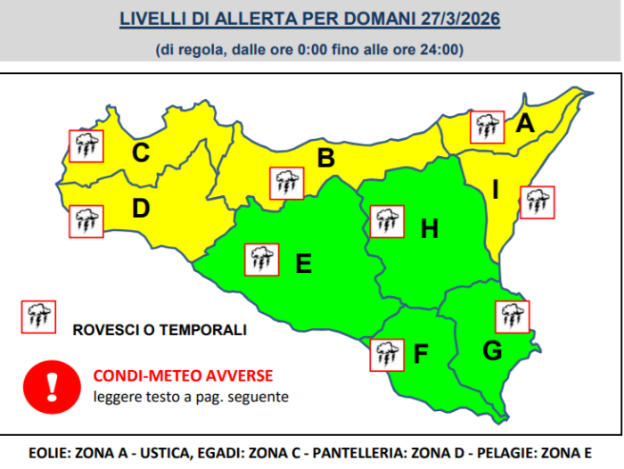 Un'altra giornata di allerta gialla in Sicilia: temperature in picchiata, neve in collina e forte vento
