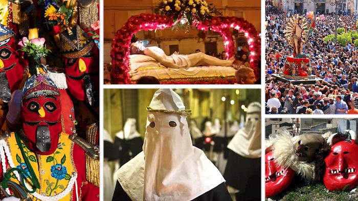 Tra incappucciati, diavoli e santoni la Pasqua siciliana &egrave; un'altra cosa: i riti pi&ugrave; suggestivi della Settimana Santa