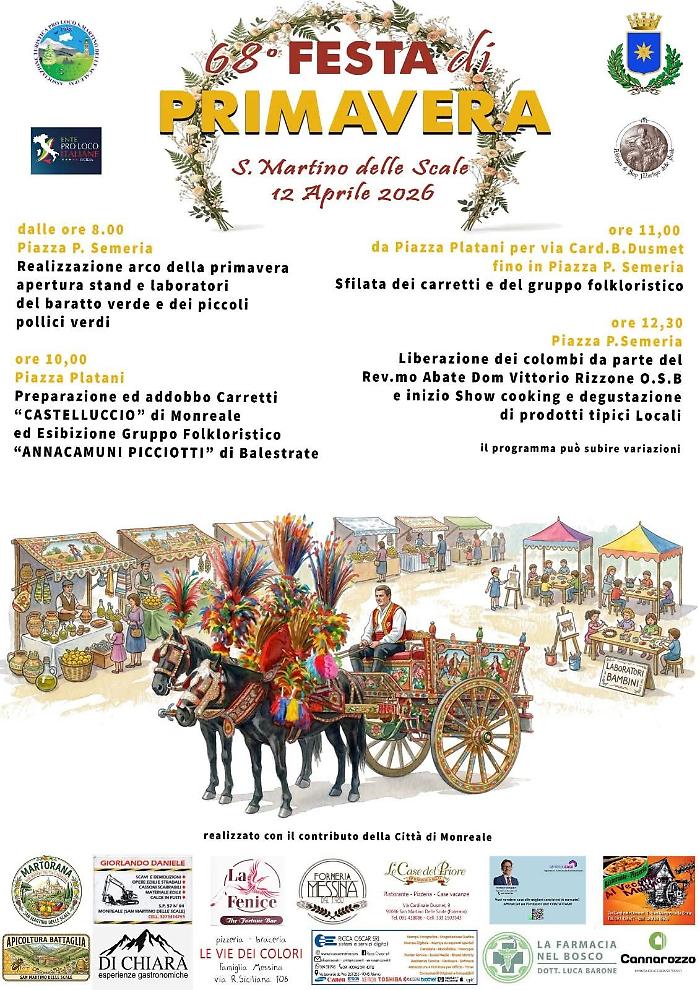San Martino delle Scale si prepara per la 68&ordf; festa di primavera: carretti, sapori e fiori