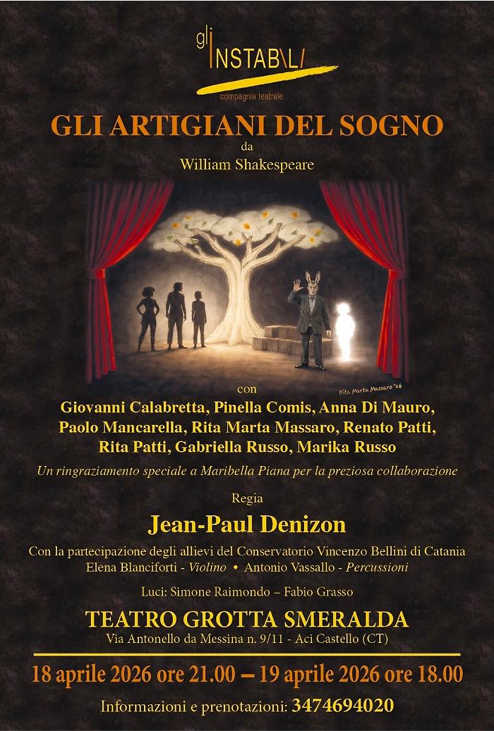 Gli artigiani del sogno: il sogno di Shakespeare prende vita al Teatro Grotta Smeralda (18-19 aprile)