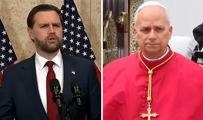 da sinistra il vice presidente Usa JD Vance e Papa Leone XIV