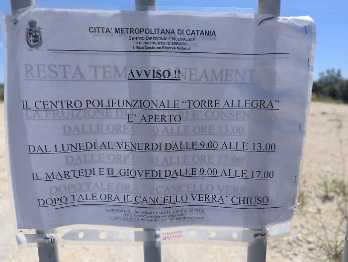 Avviso orari apertura Torre Allegra