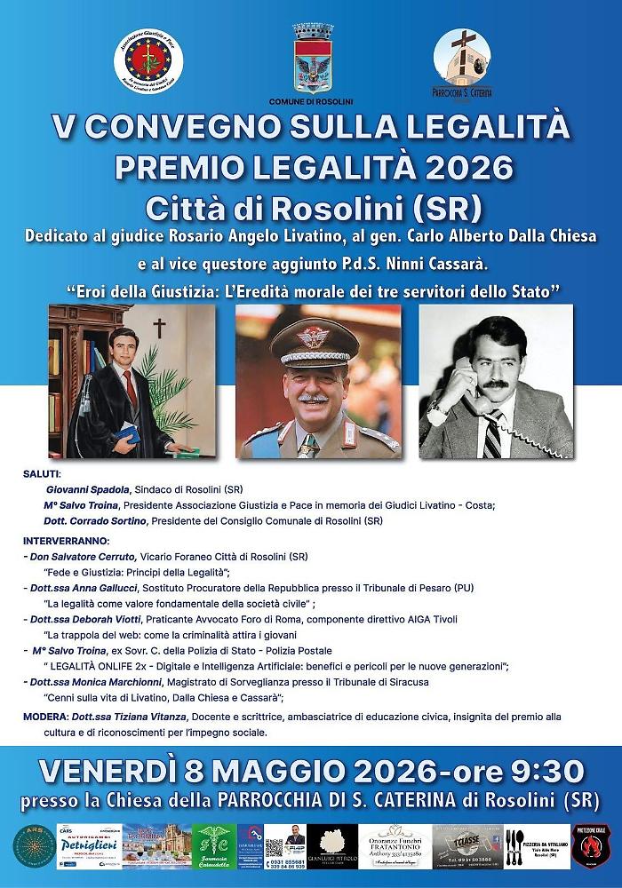 Eroi della giustizia a Rosolini: l'eredit&agrave; morale di Livatino, Dalla Chiesa e Cassar&agrave;