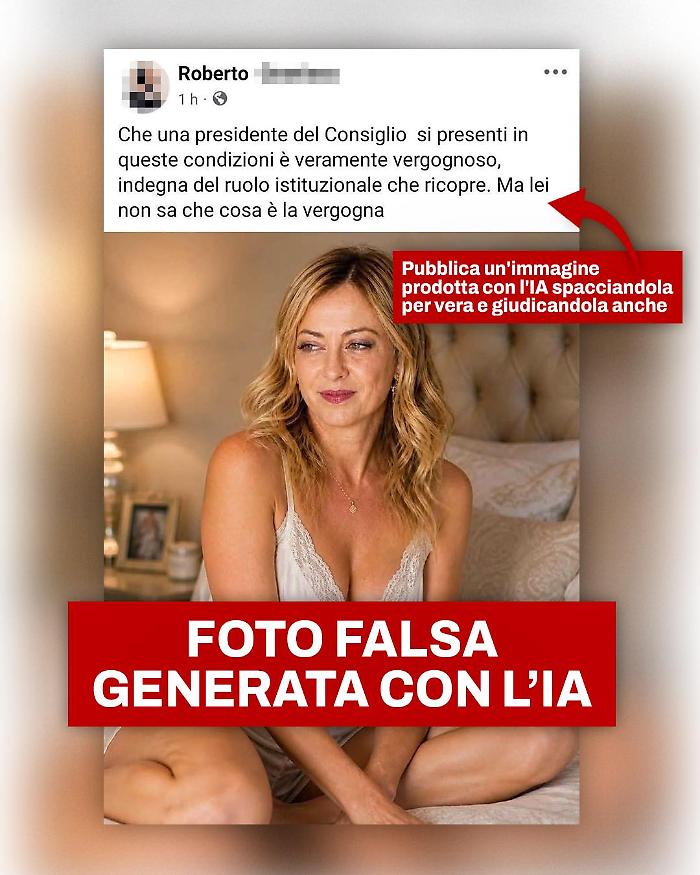 Lo sfogo della Meloni: &laquo;Quando la mia foto diventa un'arma: deepfake, inganno e responsabilit&agrave;&raquo;