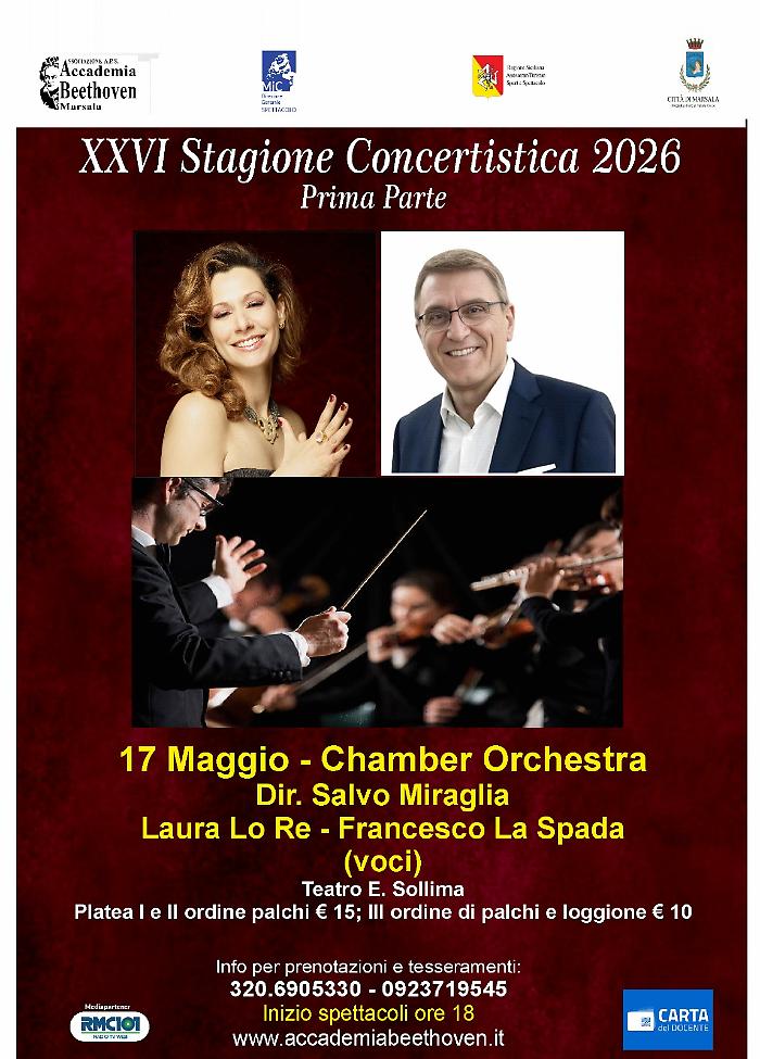 Gran finale della prima parte della XXVI stagione dell'Accademia Beethoven: Laura Lo Re e Francesco La Spada al Teatro Sollima