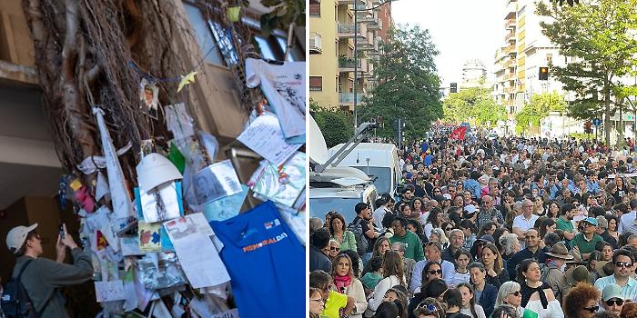 Il giorno dopo il 23 maggio l'albero Falcone rinasce con nuovi disegni, foto e messaggi di bambini