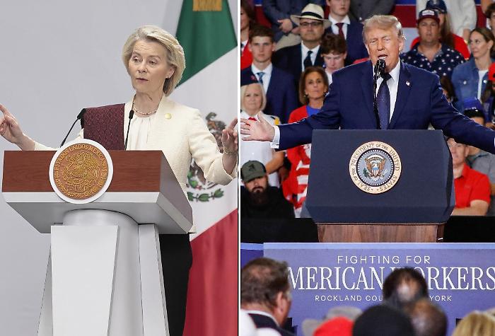 da sinistra Ursula Von der Leyen, Donald Trump