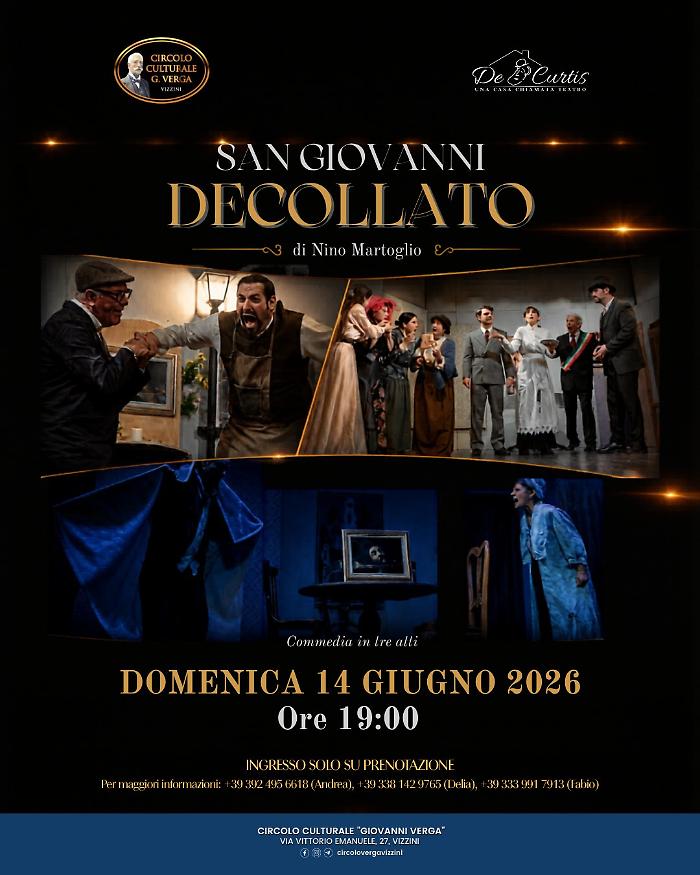 Risate garantite: "San Giovanni Decollato" il 14 giugno al Circolo culturale Giovanni Verga