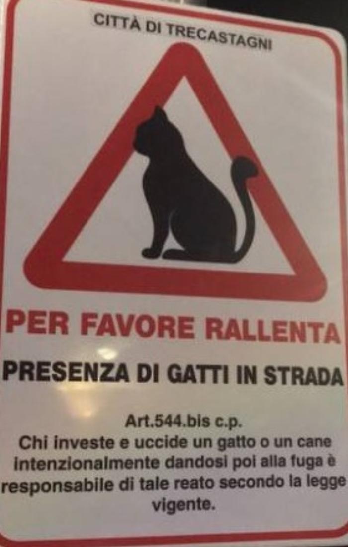 Trecastagni cartelli dissuasori per gatti