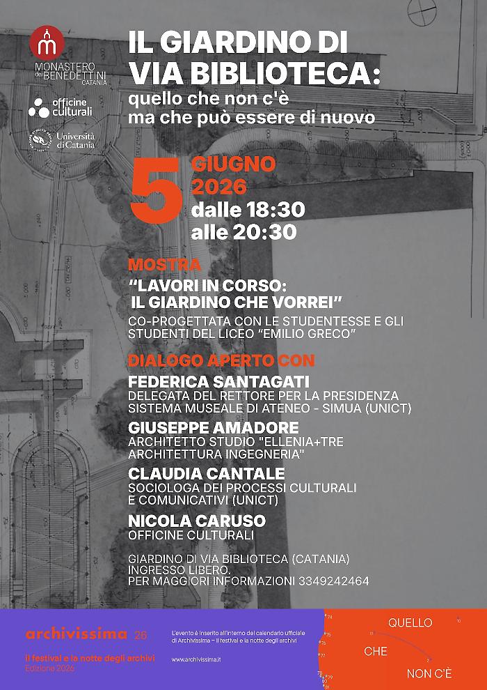 Il giardino di Via Biblioteca: quello che non c'&egrave; ma pu&ograve; tornare &mdash; per la Notte degli Archivi