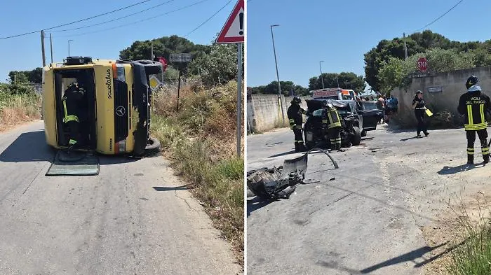 Scontro scuolabus-auto, 19 feriti: conducente senza patente e assicurazione, a bordo la moglie incinta e 5 bambini