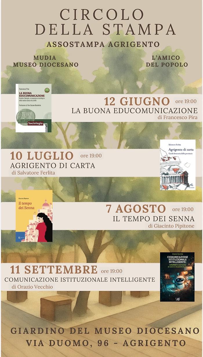 Circoli della stampa Agrigento: tornano i grandi incontri letterari da giugno a settembre
