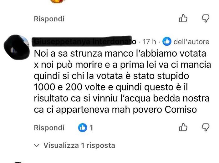 Comiso, insulti e minacce di morte alla sindaca Schembari sul caso crisi idrica