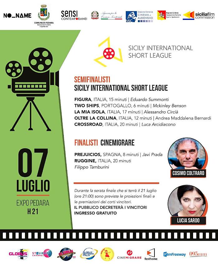 Pedara pronta per il cinema sotto le stelle con il "Sicily International Short League" la Rasseggna "CineMigrare". Presenti gli attori Lucia Sardo e Cosimo Coltraro.
