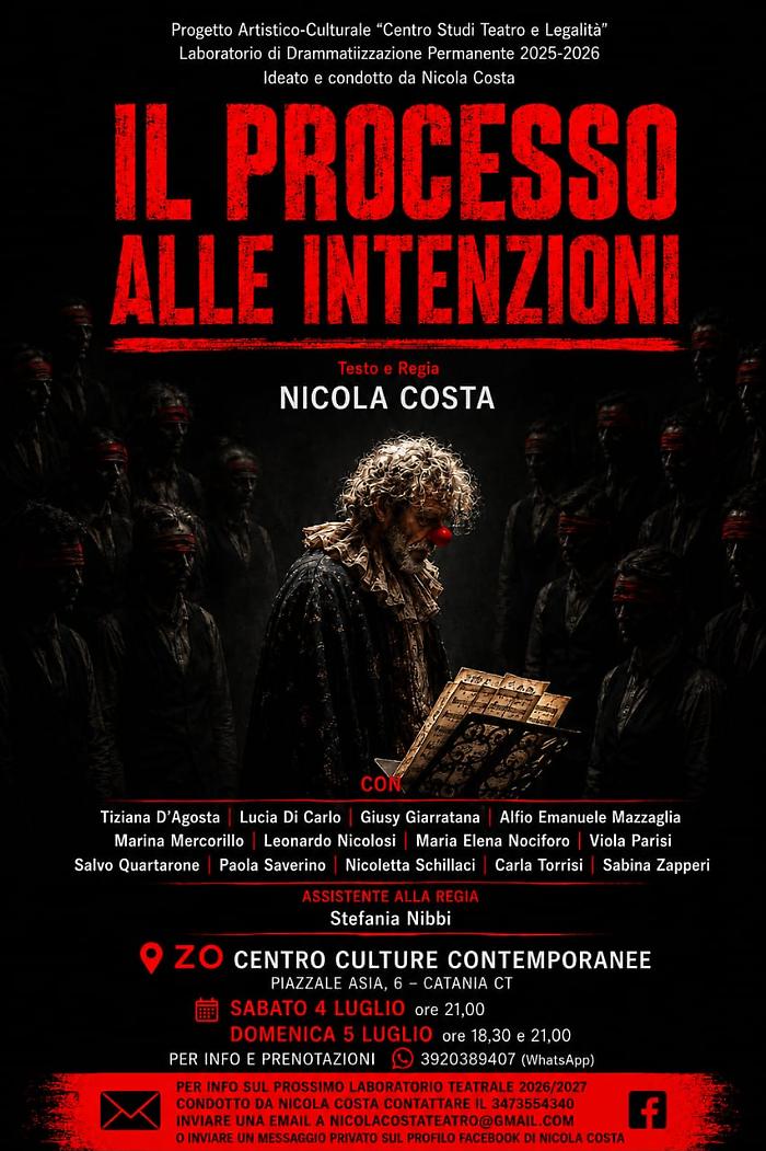 "Processo alle intenzioni" in scena al Zō Centro Culture Contemporanee