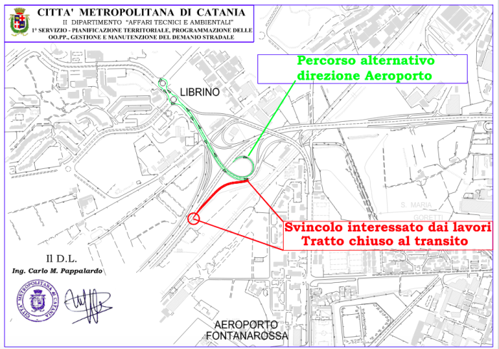 Catania, Asse dei Servizi, venerdi 10 luglio chiusa la rampa di uscita per l'Aeroporto