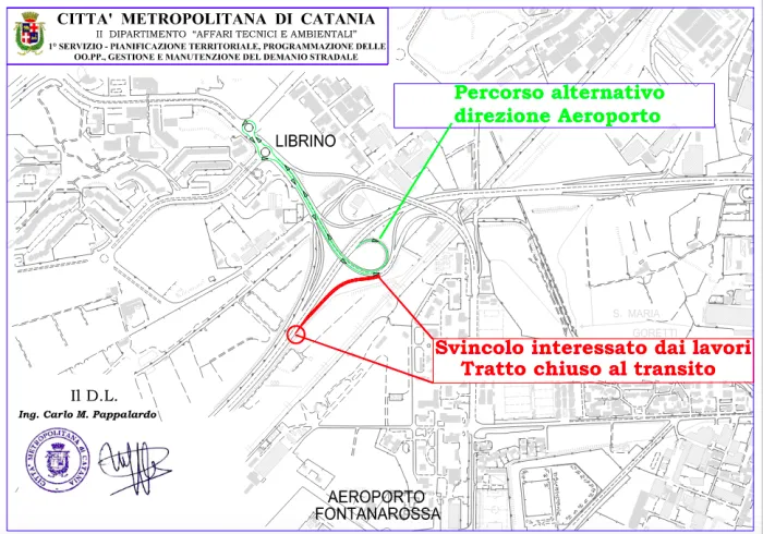 Catania, Asse dei Servizi, venerdi 10 luglio chiusa la rampa di uscita per l'Aeroporto