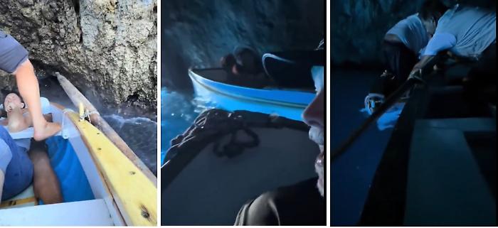 Capri, la barca cola a picco all'ingresso della Grotta Azzurra mentre gira un video