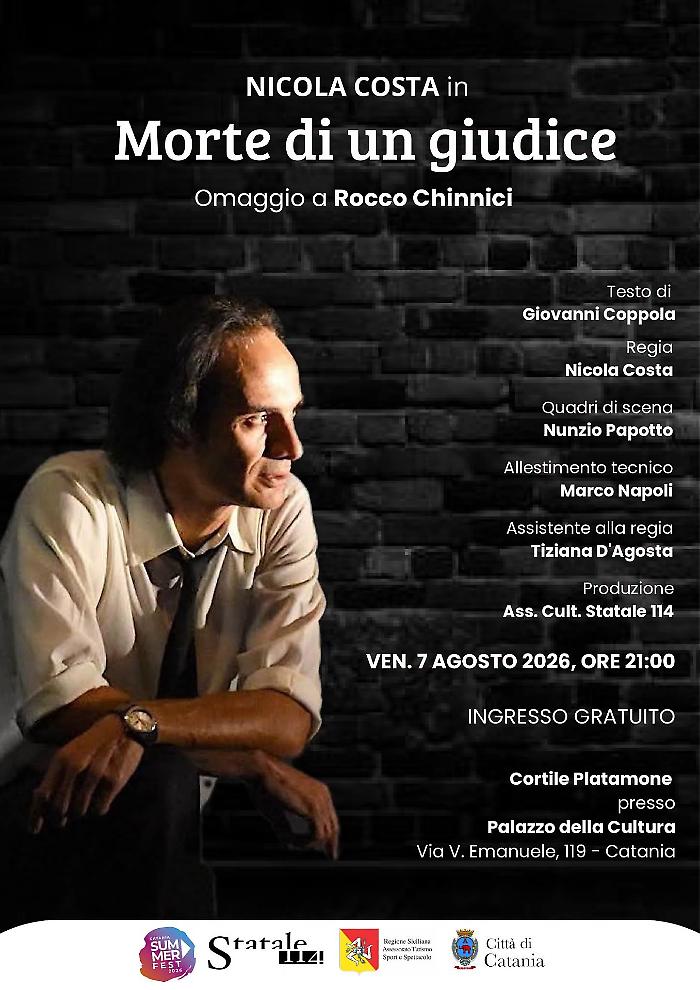 "Morte di un giudice": il teatro rende omaggio a Rocco Chinnici